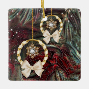 Kerstkonijnen en koeien keramisch ornament