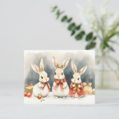 kerstkonijnen feestdagenkaart (Staand voorkant)