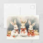 kerstkonijnen feestdagenkaart (Voorkant / Achterkant)