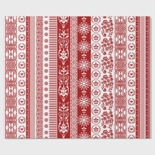 Kerstkonijnen in aardbeirood cadeaupapier (Vlak)