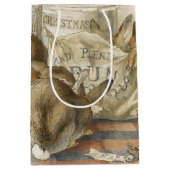 Kerstkonijnen in de bakkerij medium cadeauzakje (Voorkant)