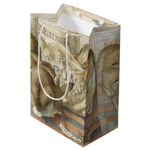 Kerstkonijnen in de bakkerij medium cadeauzakje (Achterkant Gekanteld)