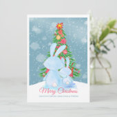 kerstkonijnen met bomen in sneeuwKaart Kaart (Staand voorkant)