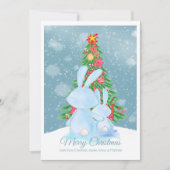 kerstkonijnen met bomen in sneeuwKaart Kaart (Voorkant)
