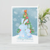 kerstkonijnen met bomen in sneeuwKaart Kaart (Staand voorkant)