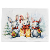 Kerstkonijnen met geschenken groot cadeauzakje (Achterkant)