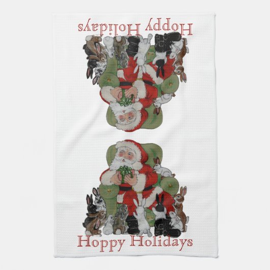 kerstkonijnen Santa Hoppy Feestdagen Bunny Pet Theedoek (Verticaal)