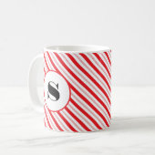kerstkonijnenblad Stripe Monogram Koffiemok (Voorkant links)