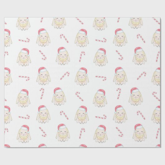 kerstkonijnenpatroon cadeaupapier (Vlak)