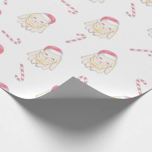kerstkonijnenpatroon cadeaupapier (Hoek)