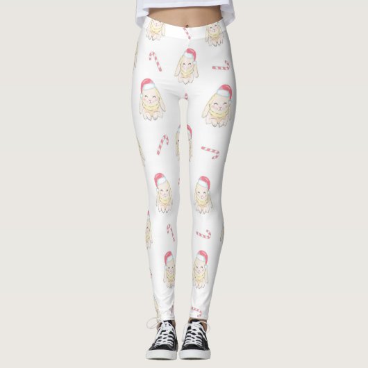 kerstkonijnenpatroon leggings (Voorkant)