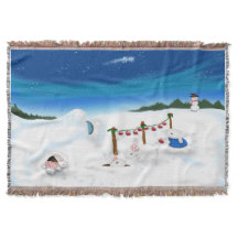 Kerstkonijnfamilie met sneeuwman