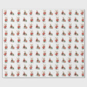 Kerstkonijntjes in sneeuwvlokken cadeaupapier (Vlak)