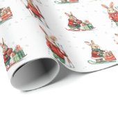 Kerstkonijntjes in sneeuwvlokken cadeaupapier (Rol Hoek)