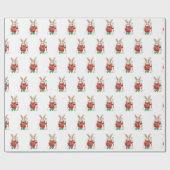 Kerstkonijntjes met ski's cadeaupapier (Vlak)