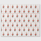 Kerstkonijntjes met ski's en sneeuwvlokken cadeaupapier (Vlak)