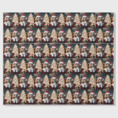 Kerstkoning Charles Spaniel op een rode stoel Cadeaupapier (Vlak)