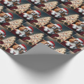 Kerstkoning Charles Spaniel op een rode stoel Cadeaupapier (Hoek)