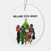 Kerstkoningin Melanin Sista Black Girl Magic Fun Keramisch Ornament (Links)