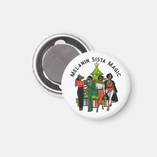 Kerstkoningin Melanin Sista Black Girl Magic Fun Magneet (Voorkant / Achterkant)