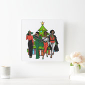 Kerstkoningin Melanin Sista Black Girl Magic Fun Vierkante Klok (Huis)