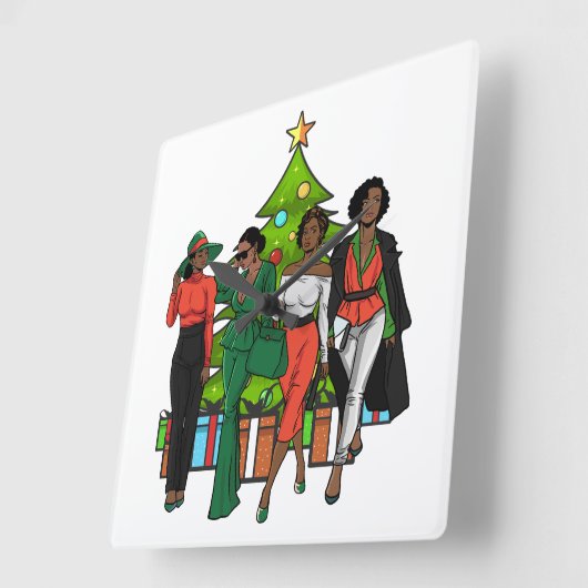 Kerstkoningin Melanin Sista Black Girl Magic Fun Vierkante Klok (Hoek)