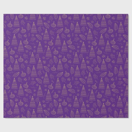 Kerstkoninklijk paars cadeaupapier (Vlak)
