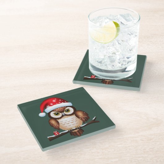Kerstkool Glazen Onderzetter (Schuin)