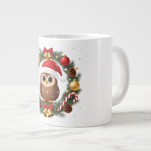 Kerstkool in een feestkroon grote koffiekop (Voorkant rechts)