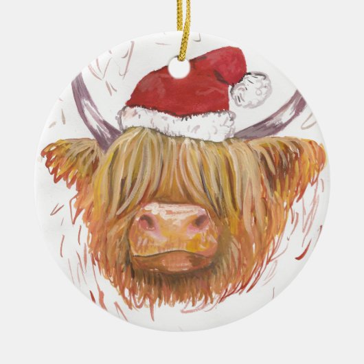 kerstkool met kerstPet Keramisch Ornament (Voorkant)