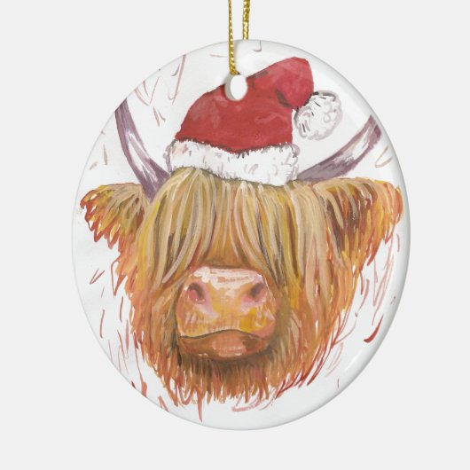 kerstkool met kerstPet Keramisch Ornament (Links)