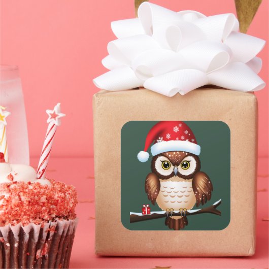 Kerstkool Vierkante Sticker (Feest)