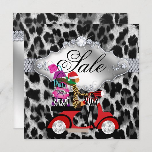 kerstkoopfeest Nodig witte luipaard zwart uit Kaart (Voorkant / Achterkant)