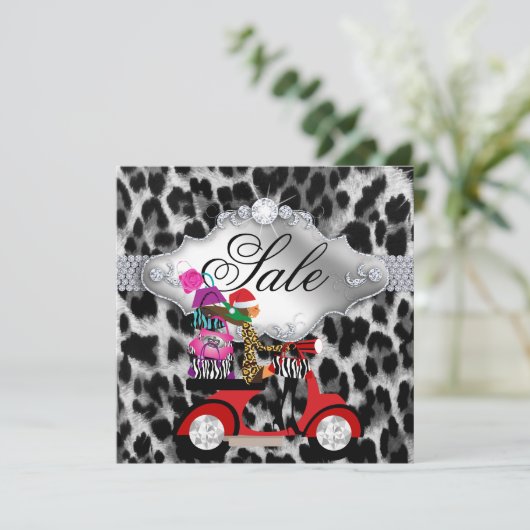 kerstkoopfeest Nodig witte luipaard zwart uit Kaart (Staand voorkant)