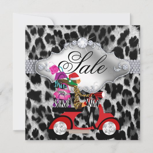 kerstkoopfeest Nodig witte luipaard zwart uit Kaart (Voorkant)