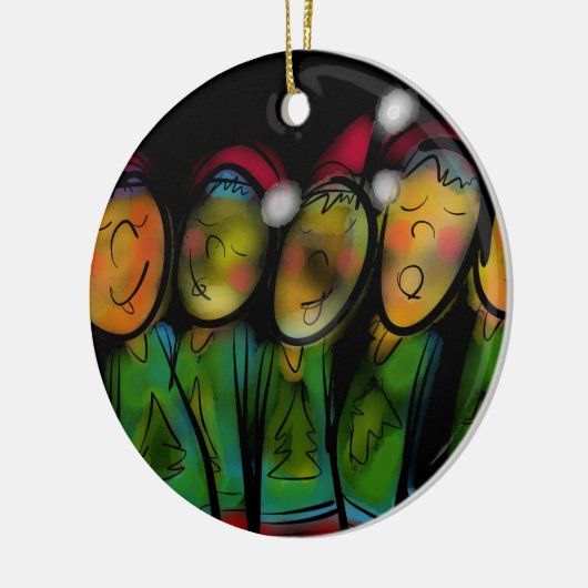 kerstkoor keramisch ornament (Links)