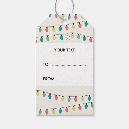 Kerstkoord van het Patroon van Lichten Cadeaulabel (Voorkant)