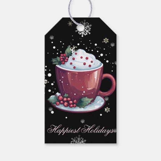Kerstkop warme chocolademelk cadeaulabel (Voorkant)