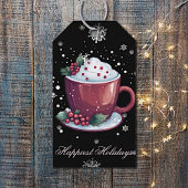 Kerstkop warme chocolademelk cadeaulabel