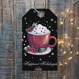 Kerstkop warme chocolademelk cadeaulabel