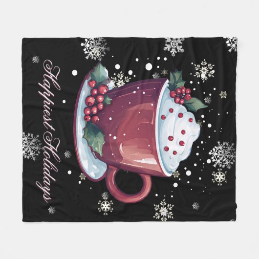 Kerstkop warme chocolademelk fleece deken (Voorkant (Horizontaal))