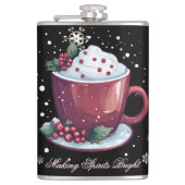 Kerstkop warme chocolademelk heupfles (Voorkant)