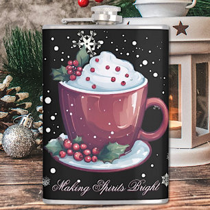 Kerstkop warme chocolademelk heupfles