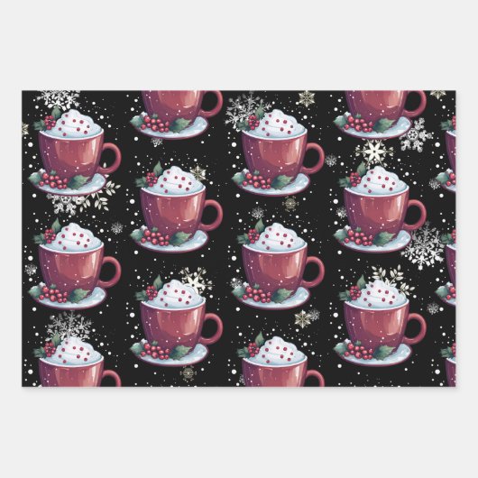 Kerstkop warme chocolademelk inpakpapier vel (Voorkant 2)