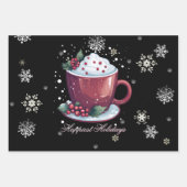 Kerstkop warme chocolademelk inpakpapier vel (Voorkant)