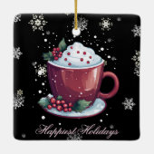 Kerstkop warme chocolademelk keramisch ornament (Achterkant)