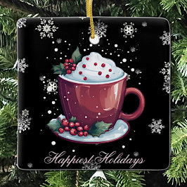 Kerstkop warme chocolademelk keramisch ornament