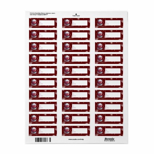 Kerstkop warme chocolademelk | Rode gift Etiket (Full Sheet)