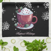 Kerstkop warme chocolademelk theedoek (Gevouwen)