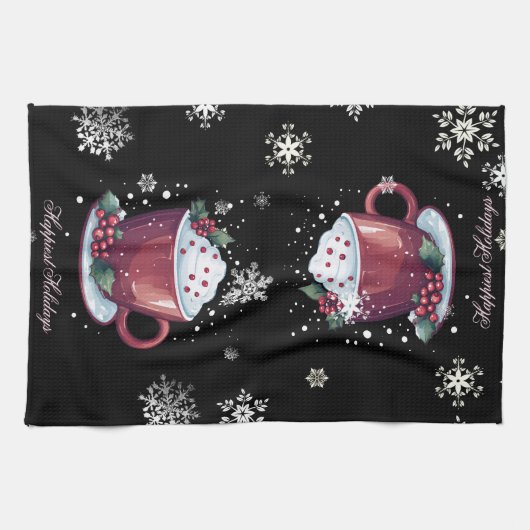 Kerstkop warme chocolademelk theedoek (Horizontaal)